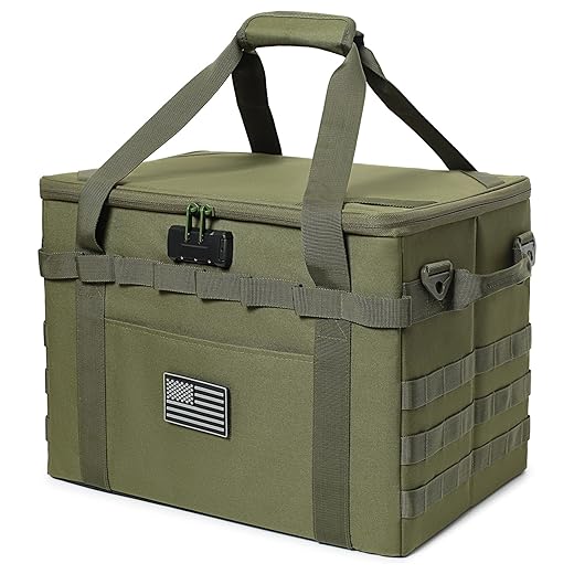 Tactical Camping Storage Bag - 38L Utility Tote Bag Organizer with Combination Lock and Shoulder Strap