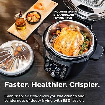 Instant Pot Duo Crisp Ultimate Lid,13-in-1 Air Fryer&Pressure Cooker Combo, Saute, Slow Cook, Bake, Steam, Warm, Roast, Dehydrate, Sous Vide&Proof, App With Over 800 Recipes,1500 watts,6.5 Quart,Black