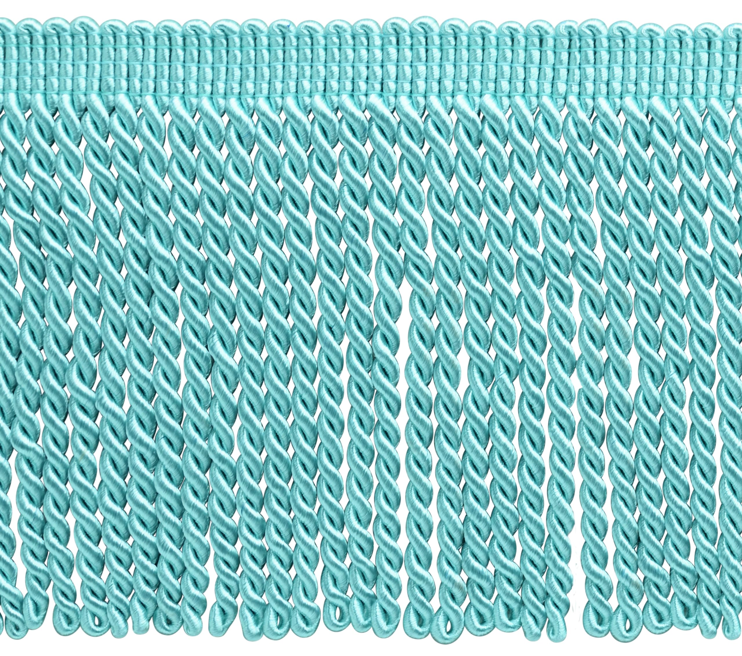 DÉCOPRO 15cm (6") Decorative Bullion Fringe Trim, Basic Collection, Traditional Satiny Finish BFS6, Aquatic Blue # M17 (Light Teal Blue) Sold by The Yard (0.9m/3 ft/36)