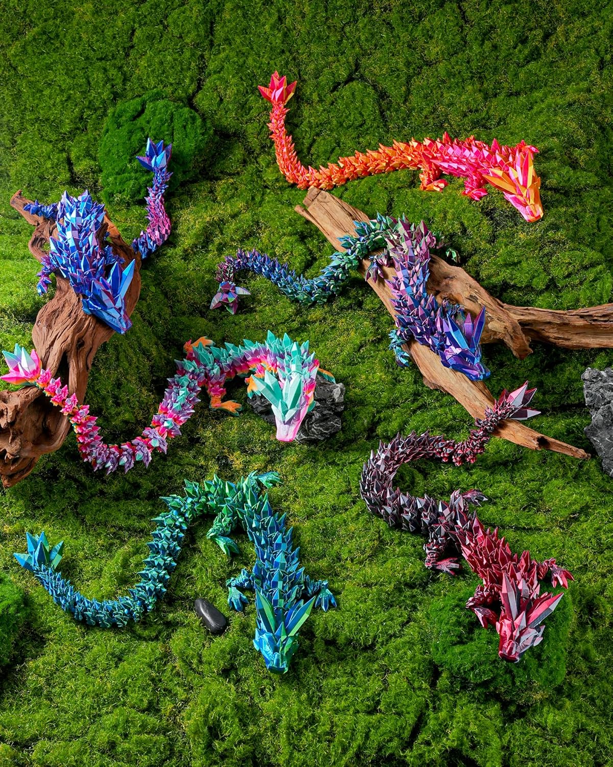 Rapean 27" 3D Printed Dragon Toy, Articulated Crystal Dragon Model for Kids & Collectors, Desktop Decoration, Dragon Lovers Unique Gift, 3D Printed Toys for Adults & Children (Red)