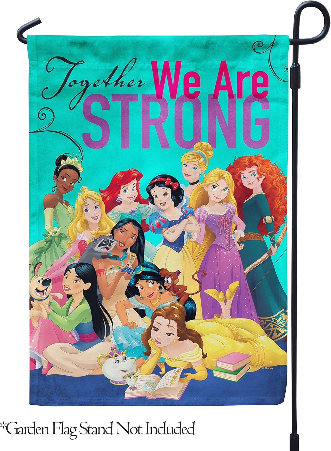 Flagology, Disney PrincessTogether We Are Strong – Garden Flag 12" x 18", Outdoor Flag, Exclusive Fabric, Officially Licensed Disney, Princess