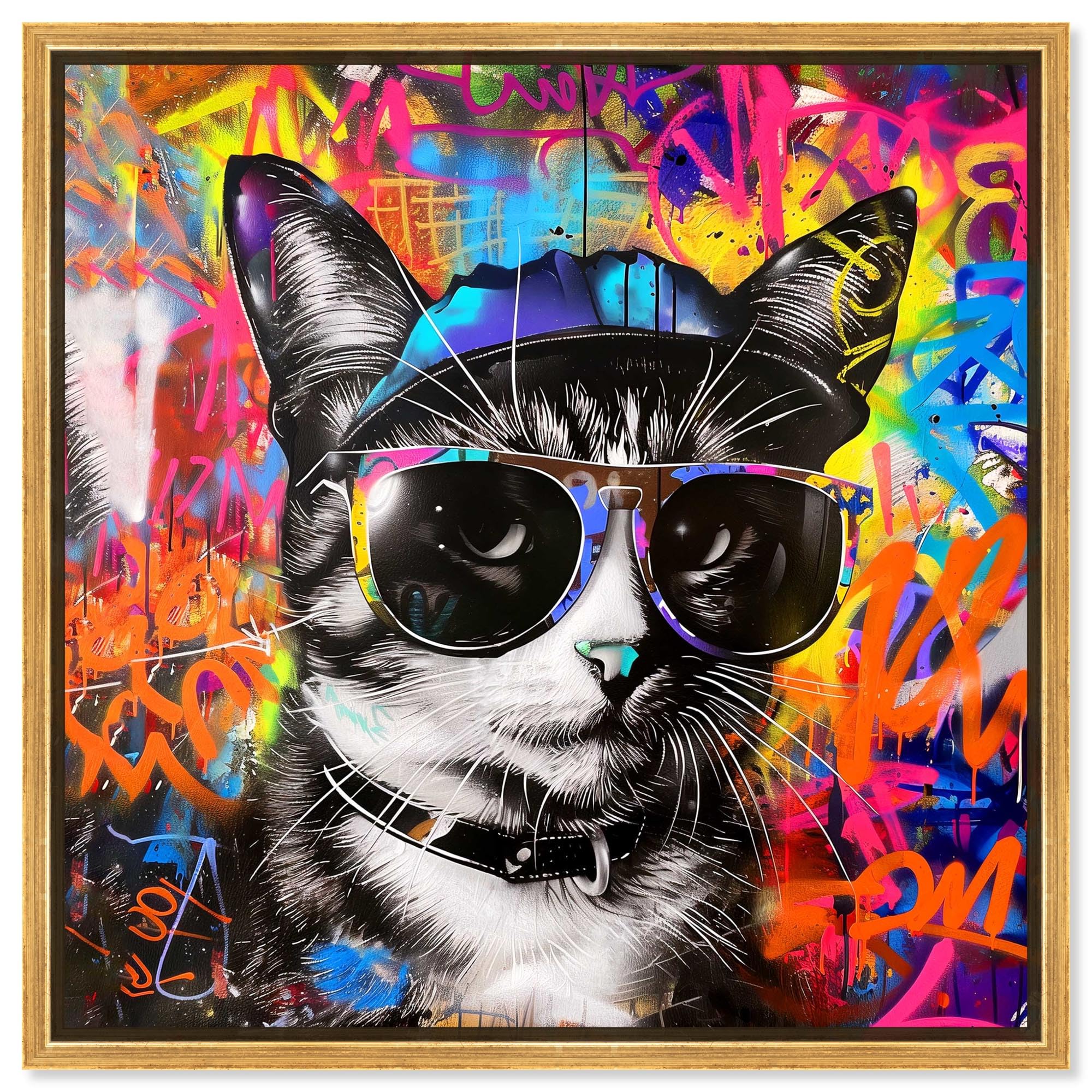 Amazon.com: Art Remedy Stylish Graffiti Cat Canvas Graffiti Art