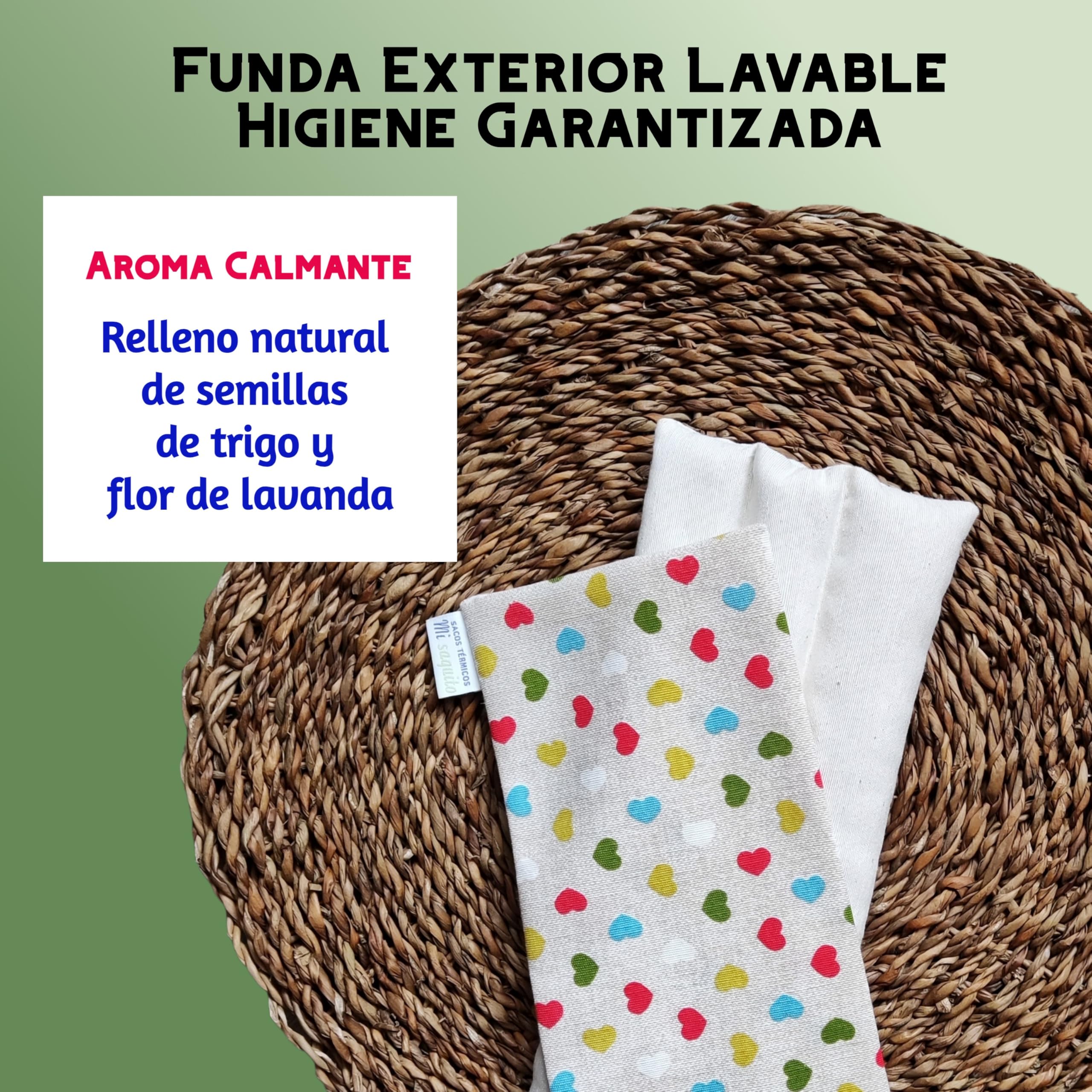 Sacco di semi per microonde 45 x 14 cm con custodia lavabile, sacchetto termico cervicale con lavanda, sacchetto termico e freddo–sacco termico cervicale
