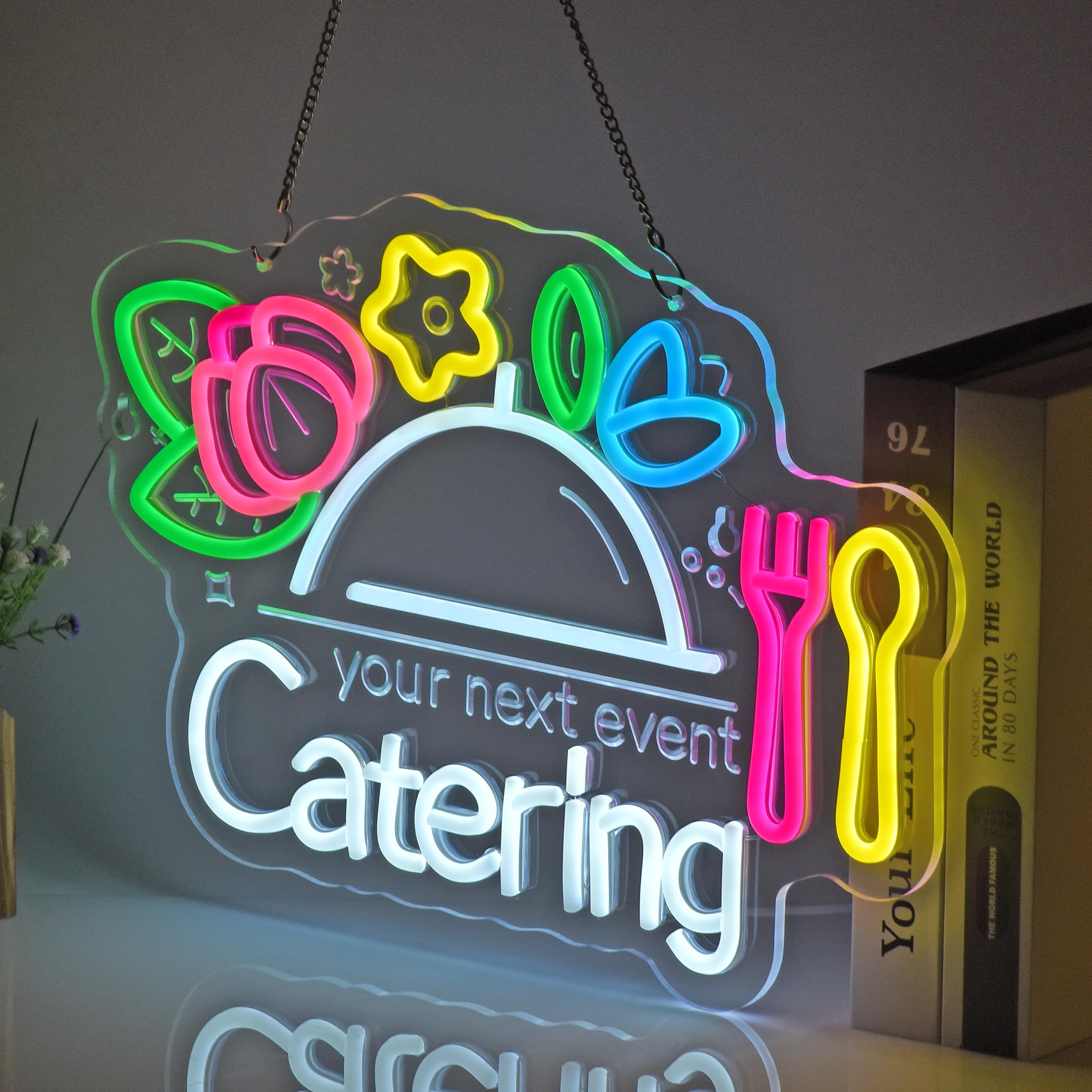 Catering-Neonschild, Neonlichter, hängende Wandkunst, Dekoration für Catering, Geschäft, Restaurant, Café, Brunch Esszimmer, Küche, Heimdekoration, USB-betrieben, ultrahell und dimmbar, 41