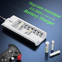 Vista 5 de EBL Paquete de 4 pilas recargables AAA de 1.2 voltios NiMH 1100 mAh triple AAA batería y cargador de batería AA AAA