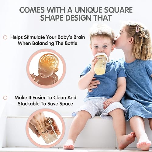 Miniatura 4 de Hegen Biberones  Biberones anticólicos de cuello ancho  Sistema de lactancia materna de 5 onzas con tetinas de flujo lento