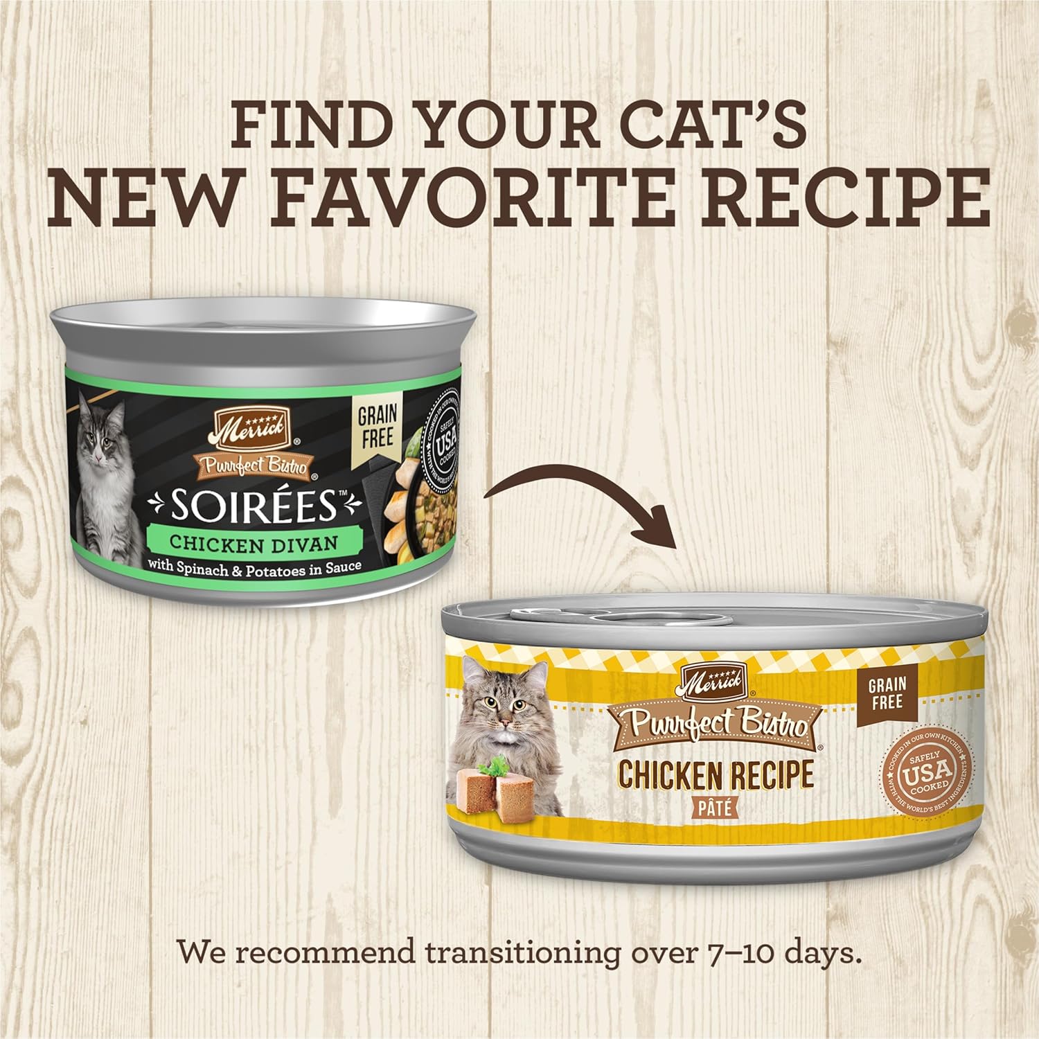 Merrick Purrfect Bistro Soirees Grain Free Natural Wet Canned Cat Food with Gravy, Chicken Divan Recipe - (Pack of 24) 2.75 oz. Cans