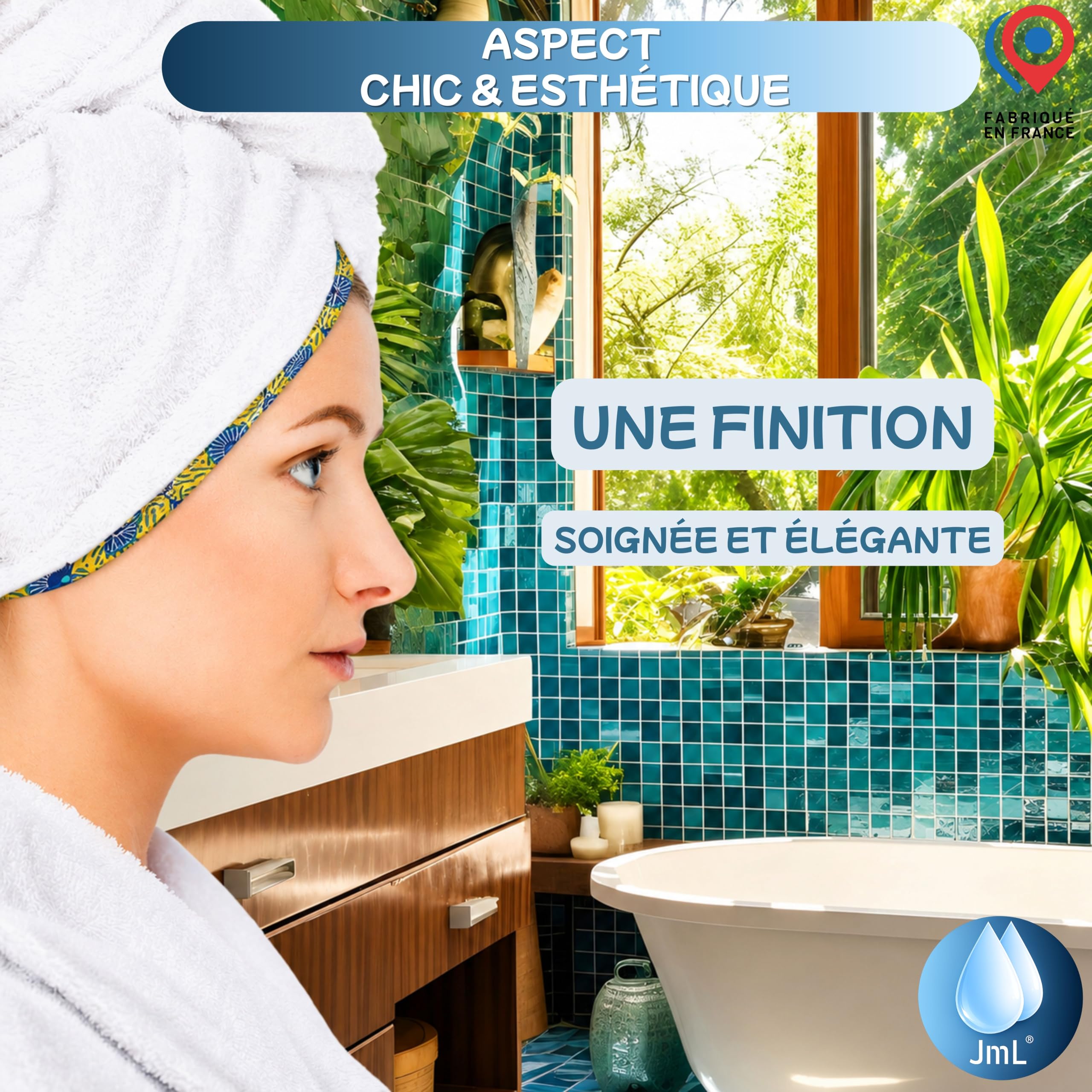 JaMoonLBV Jml Serviette Cheveux Douce Éponge Bambou Made in France