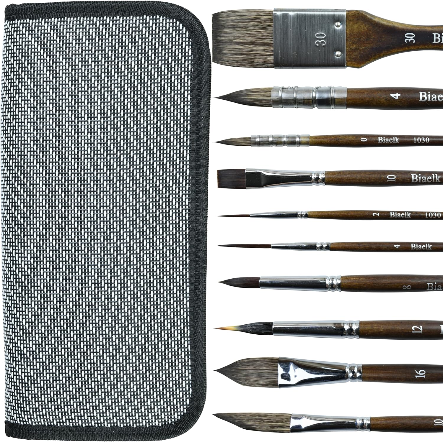 Watercolor Brushes Set of 10, Synthetic Hair with Wood Holders,Hake/Round Pointed/Flat/Dagger/Needle Point/Cats Tongue Oval Brushes for Canvas,Acrylic,Gouache,for Artists,Beginners Detail Painting