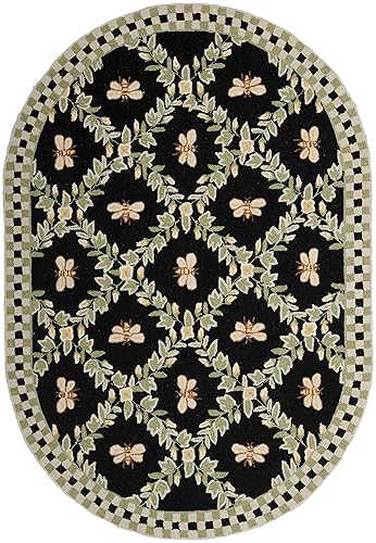 Chelsea Collection Area Rug - 4'6" x 6'6" Oval, Black,