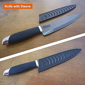 Samurai Epicure, Pros 3 Piece Ceramic Knife Set, Black Knives, Supersoft Balanced Handle, Rounded Tip Samurai Epicure, Pros 3 Piece Ceramic Knife Set, Black Knives, Supersoft Balanced Handle, Rounded Tip