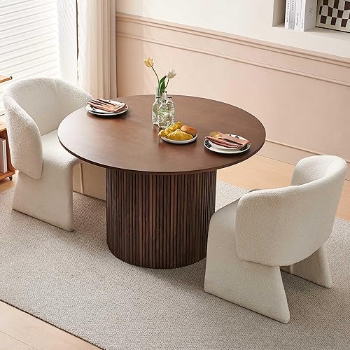 Miniatura 26 de NORDICANA Juego de mesa de comedor redonda de 5 piezas para 4, moderno juego de mesa y sillas de cocina de 47 pulgadas, juego de comedor con 4
