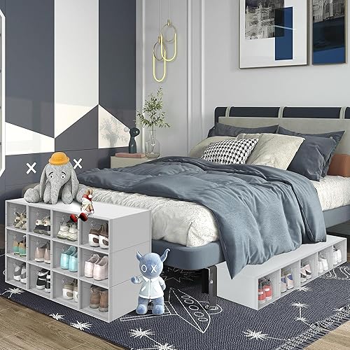 Vista 19 de YITAHOME Cajas de almacenamiento apilables XL, 18 organizadores y cajones para zapatos, color negro (tamaño extra grande)