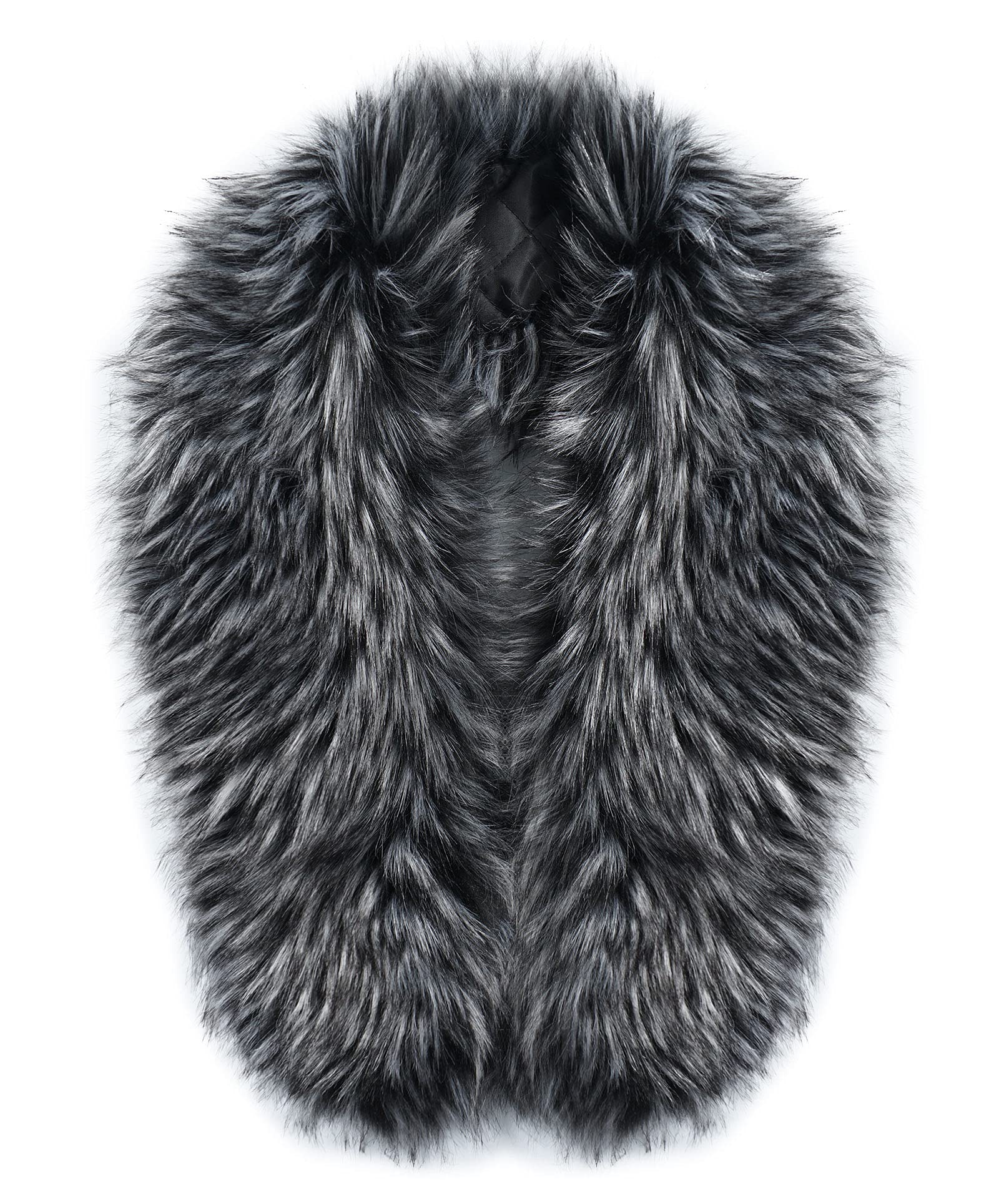 MAGIMODAC Faux Fur Collar detachable Hood Trim Replacement For Hood Black with White Tip-FW 90cm — image 1