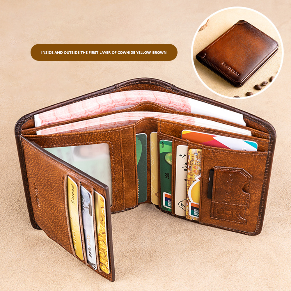 RFID Trifold Wallet for Men - Mens Leather Wallet - 11 Credit Card