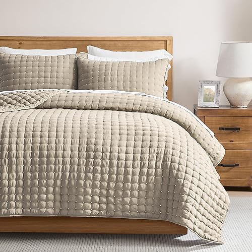 Miniatura 9 de WDCOZY - Juego de colcha con fundas de almohada, colcha ligera y suave, manta acolchada y delgada, para todas las estaciones, 3 piezas, 104 x 90