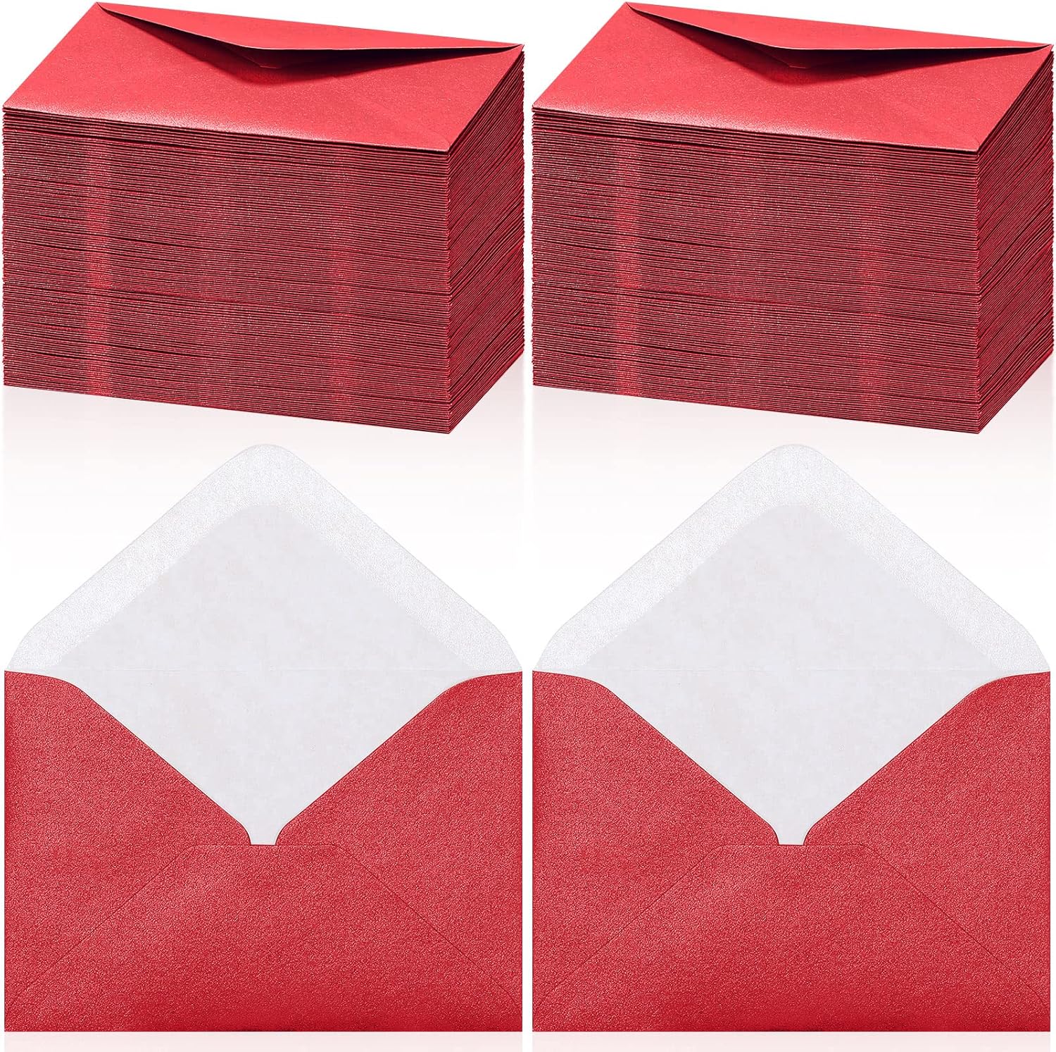 Outus 400 Pcs Gift Card Envelopes Bulk Mini Metallic Envelopes Small Business Cards Invitation Card Sleeves Tiny Envelope for Holidays Valentine's Day Weddings Birthdays, 4 x 2.7 Inches(Red)