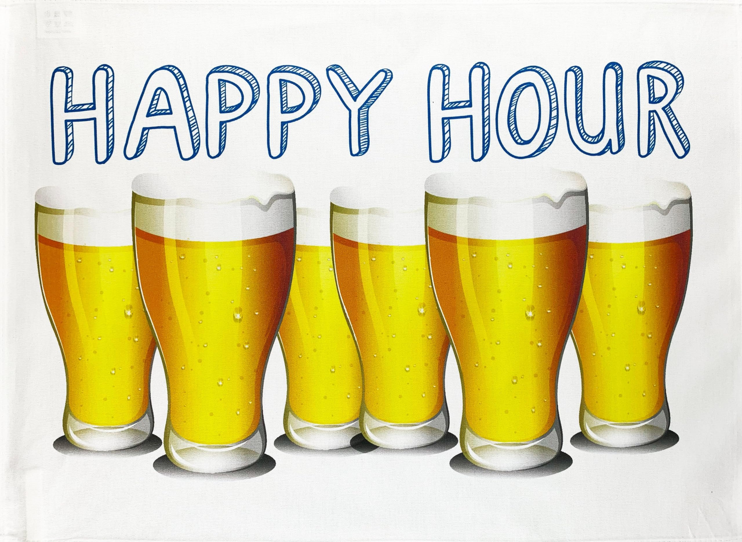 Half A Donkey White Happy Hour Beers Large Cotton Tea Towel