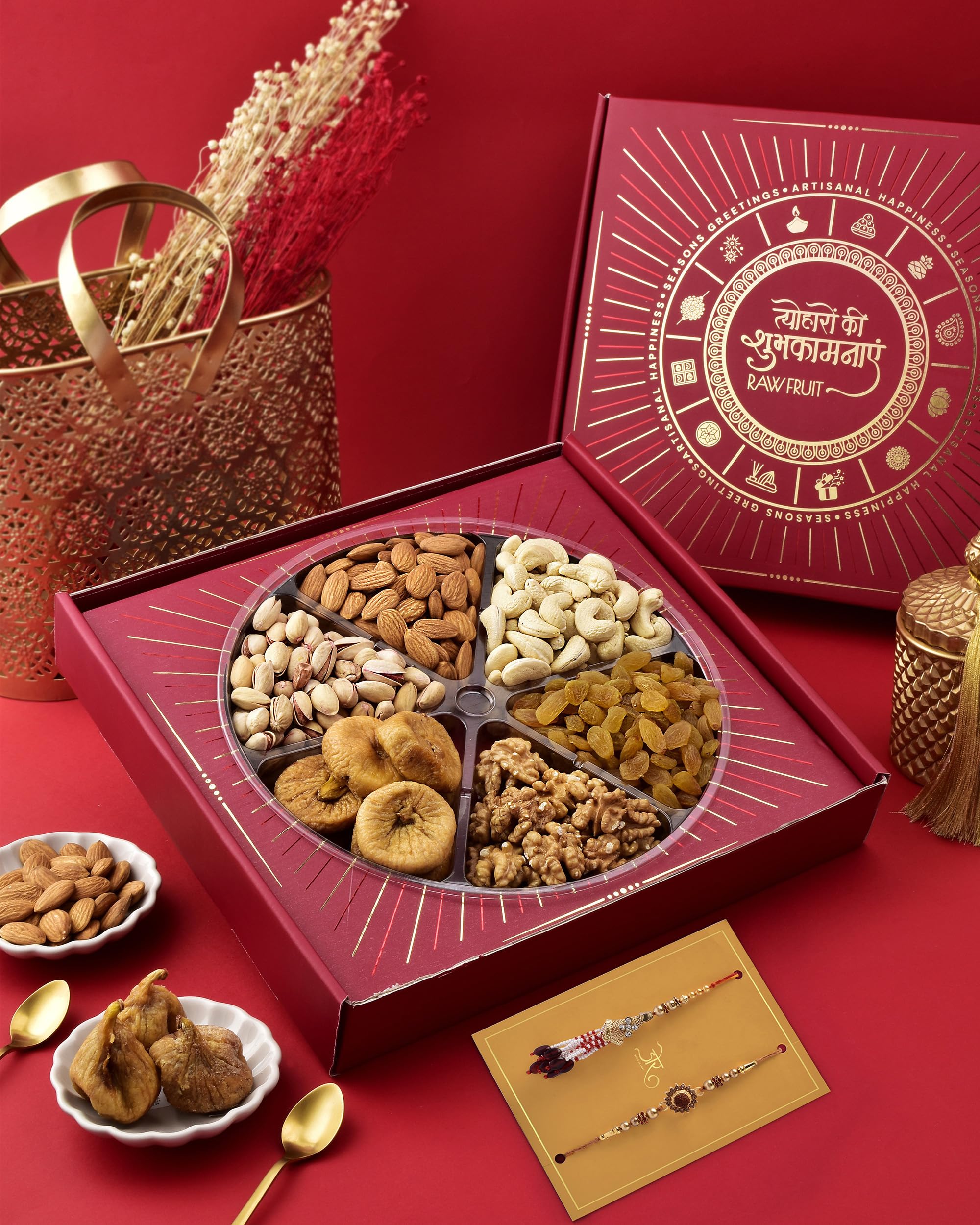 HYPERFOODS Rakhi For Brother And Bhabhi Rakhi For Brother Rakhi Combo Dry Fruits Combo Pack Rakhi With Dry Fruits Big Red Binge Box Cashew Almond Figs Pista Rudraksh & Petals Bhaiya Bhabhi Rakhi Set (B0CB2YNY8G) Amazon Price History, Amazon Price Tracker