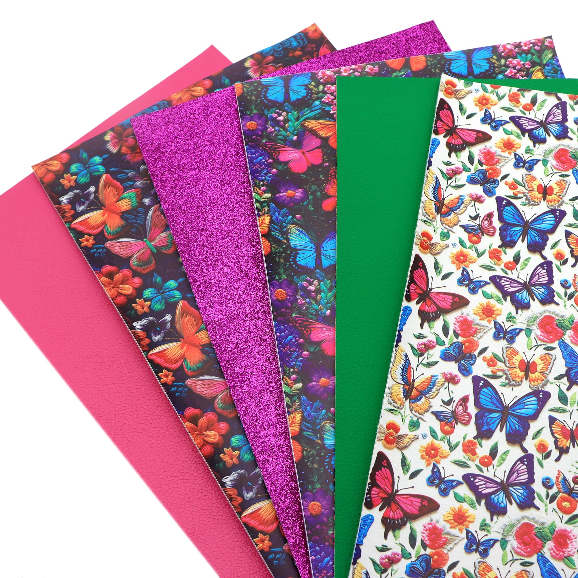 David Accessories Kunstleder-Stoffbögen Set, 5 Stück, 20x33 Cm – Mit Blumendruck Für DIY, Ohrringe & Basteln