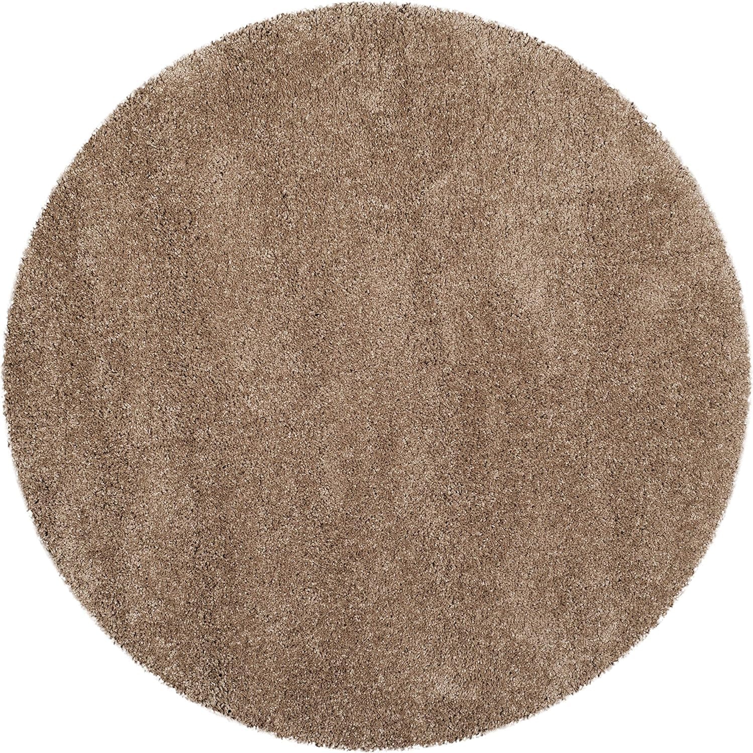 Kashish Rugs Soft Solid Beige Rug Area Rugs for Baby Kids Soft Round Shaggy for Circle Floor Mat Carpets for Bedroom Living Room