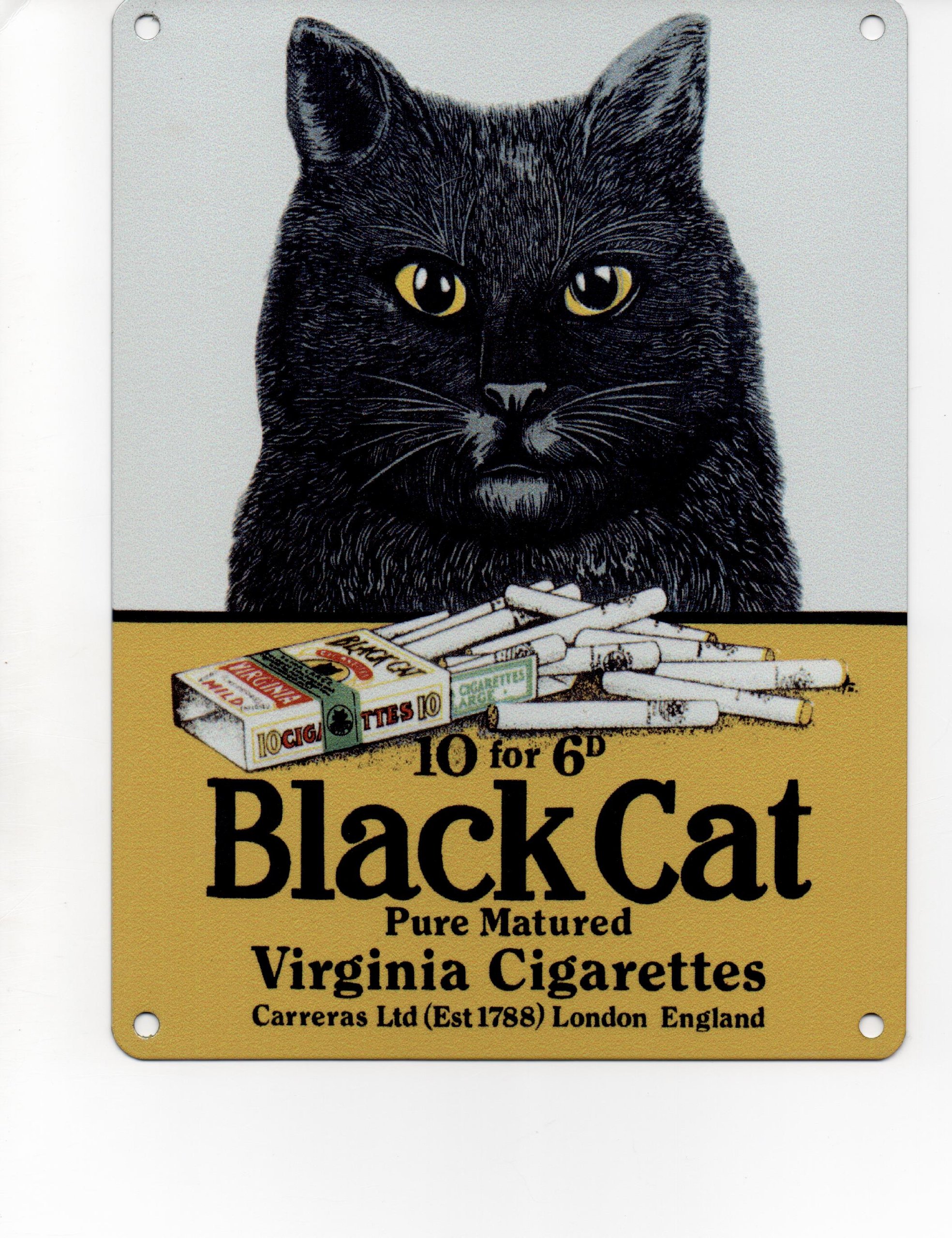 BLACK CAT PURE MATURED VIRGINIA CIGARETTES METAL STEEL ADVERTISING WALL SIGN  : Amazon.ie