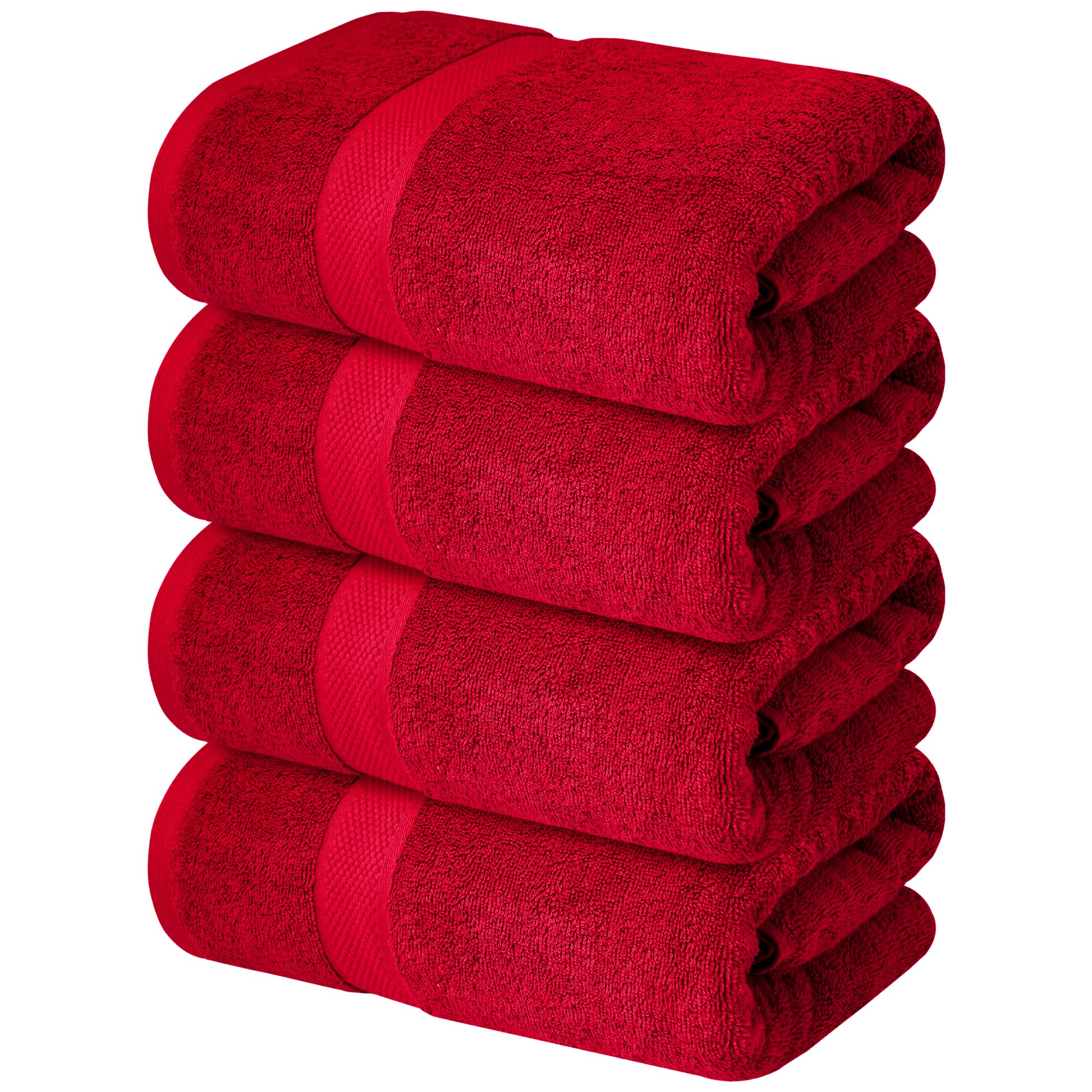 Infinitee Xclusives Juego de 4 Toallas de baño prémium de 70 x 140 cm, 100% algodón Hilado en Anillo, Tacto Suave, Secado rápido, Toallas duraderas Altamente absorbentes, Uso Diario
