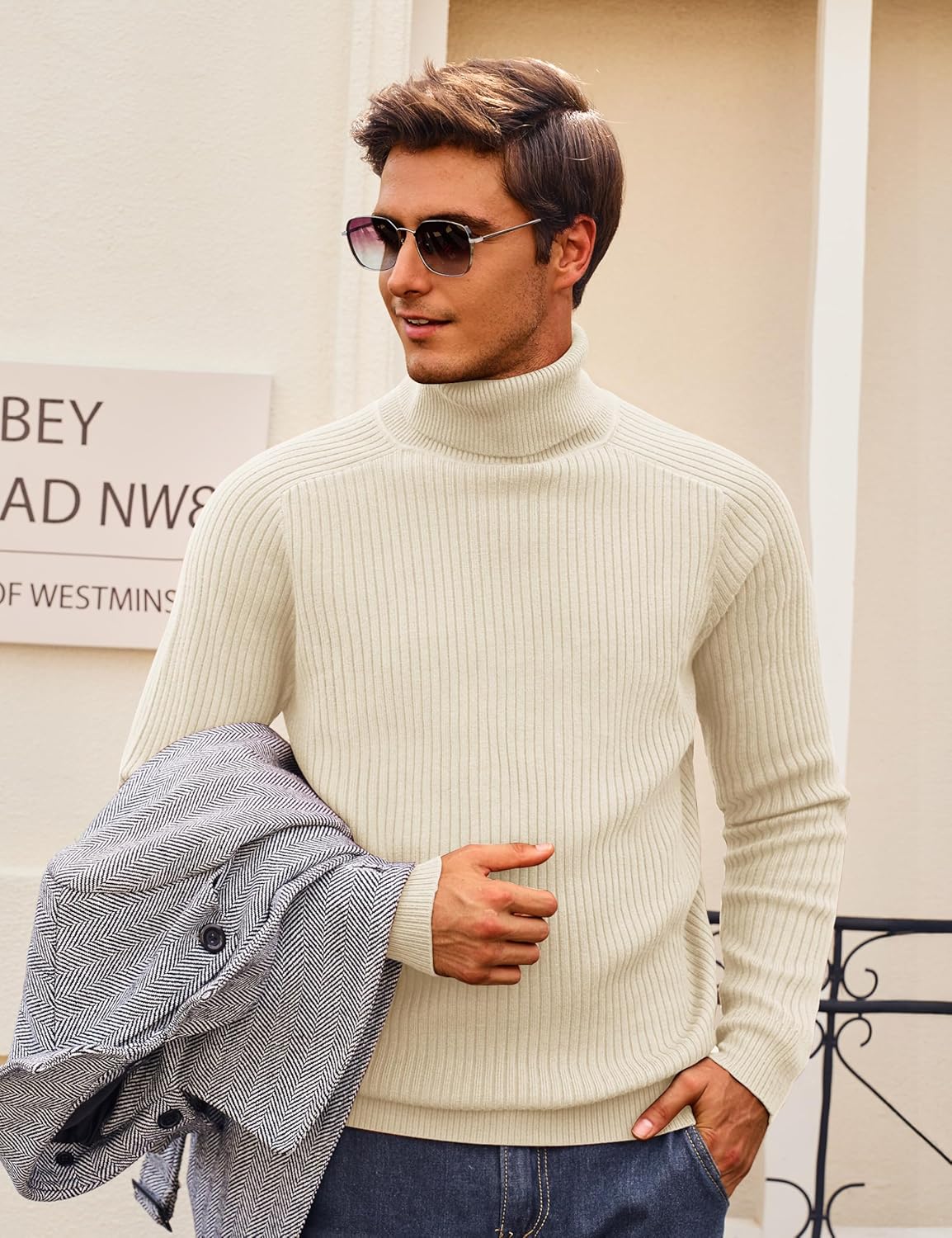 Cotrasen Men's Knit Turtleneck Sweater Ribbed Long Sleeve Solid Pullover Sweater Casual Winter Thermal Sweater Tops - Image 4