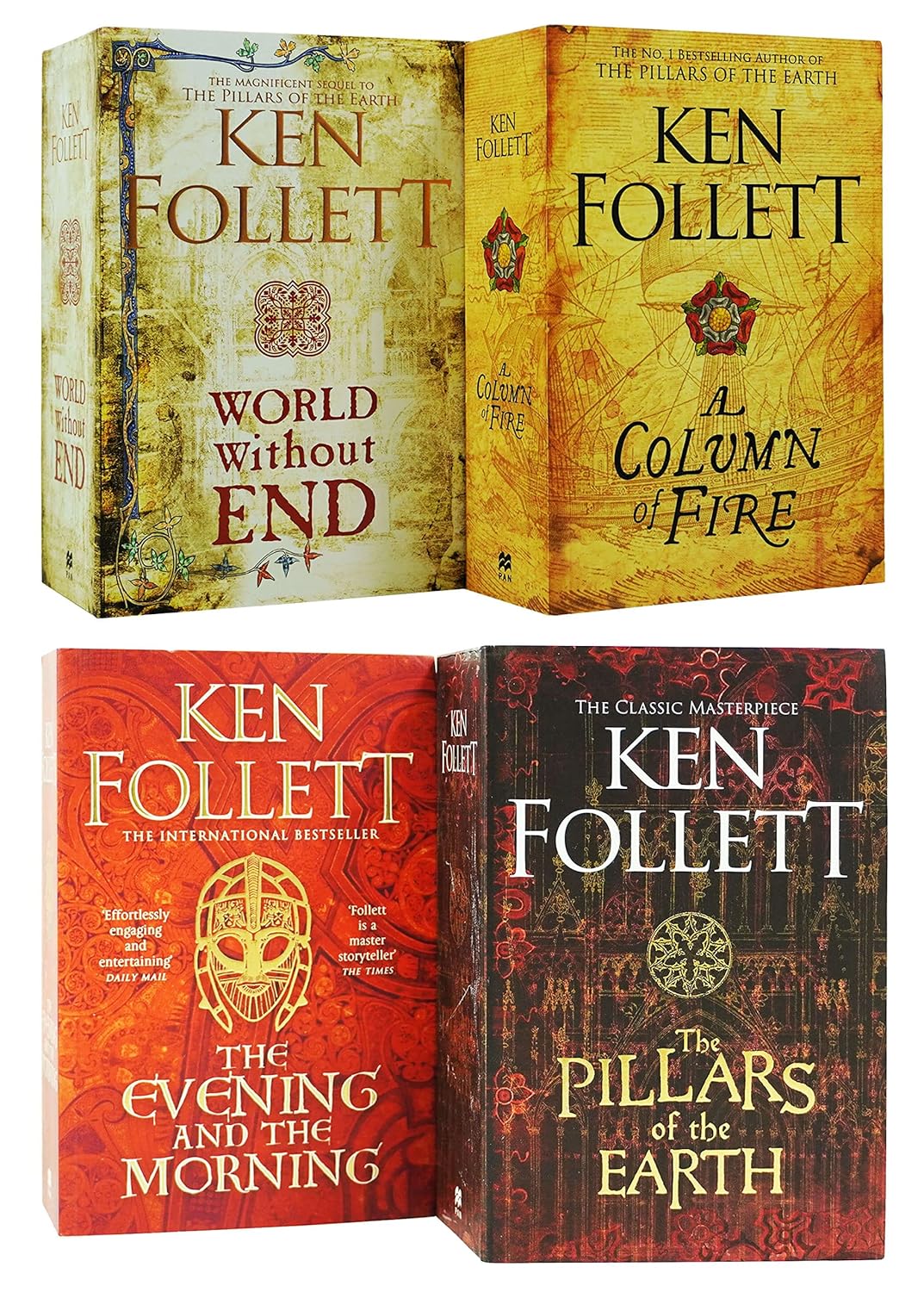 Ken Follett The Pillars Of The Earth 4 Books Collection Set (The Pillars of the Earth, World