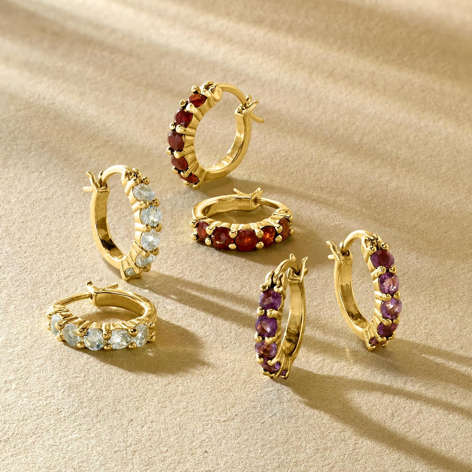Ross-Simons Three Pair Gemstone Huggie Hoop Earrings