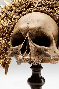 Kare Design Decorative Object King Skull, Brown, Sculpture, Skull Motif, Decorative Skull, Hand-Painted, Handcrafted, Unique Piece, 42 x 34 x 20 cm (H x W x D)