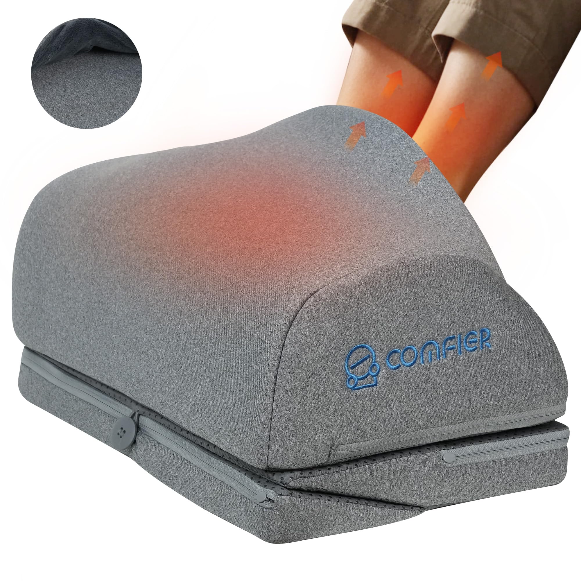 COMFIER Poggiapiedi da Scrivania con Riscaldamento e Vibrazione, Massaggiatore Piedi Regolabile in 3 Altezze, Funzione Ergonomica e Massaggio per Ufficio, Sedia da Gioco e Ufficio Domestico