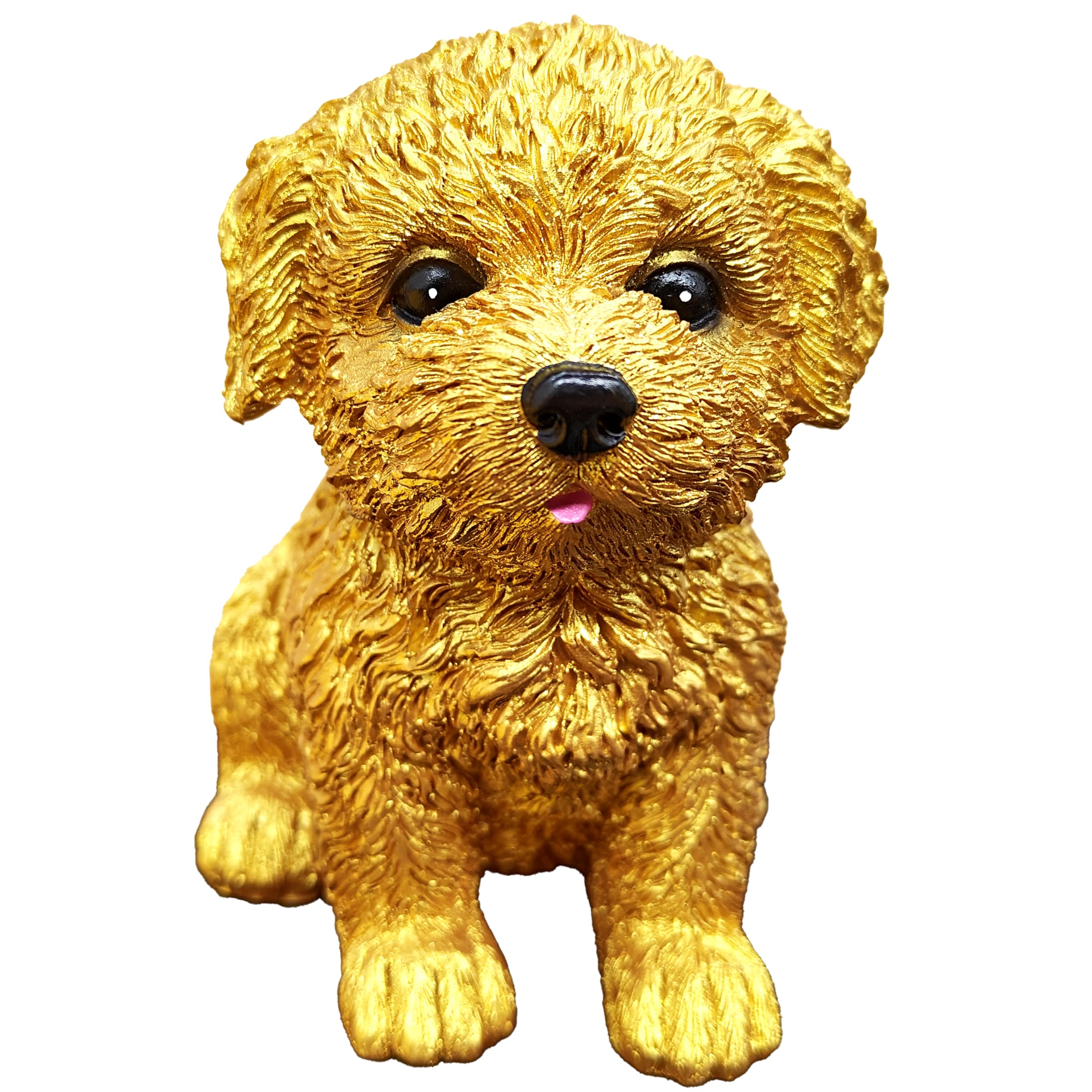 mozhixue Dog Statue for Outdoor Maltese Dog Ornament Resin Bichon Frise Statue for Home Decor