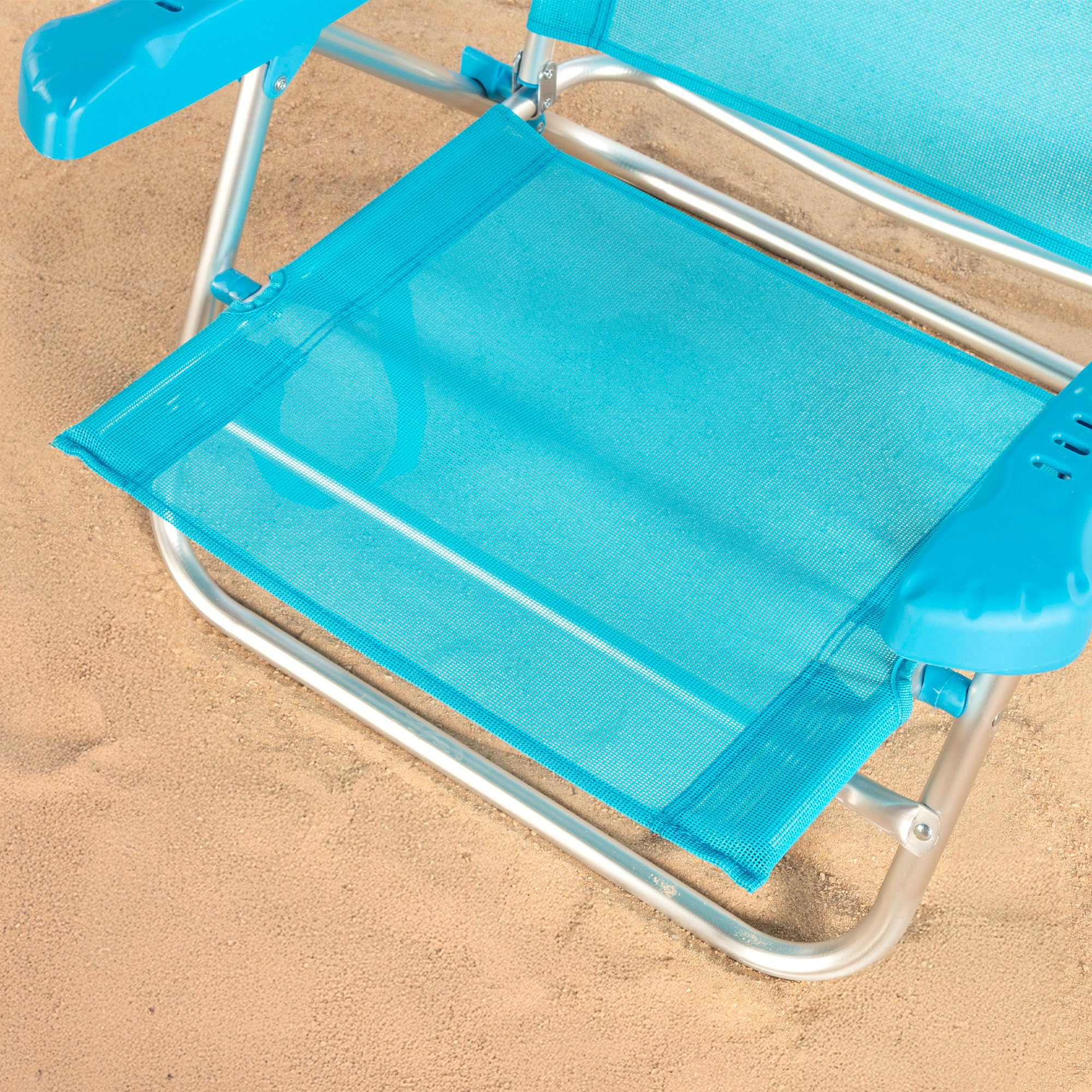 AKTIVE Silla de Playa Plegable, Multiposición 8 Posiciones, Textileno y Aluminio, Azul, 47x49x82 cm, 110 kg, Respaldo Alto Acolchado