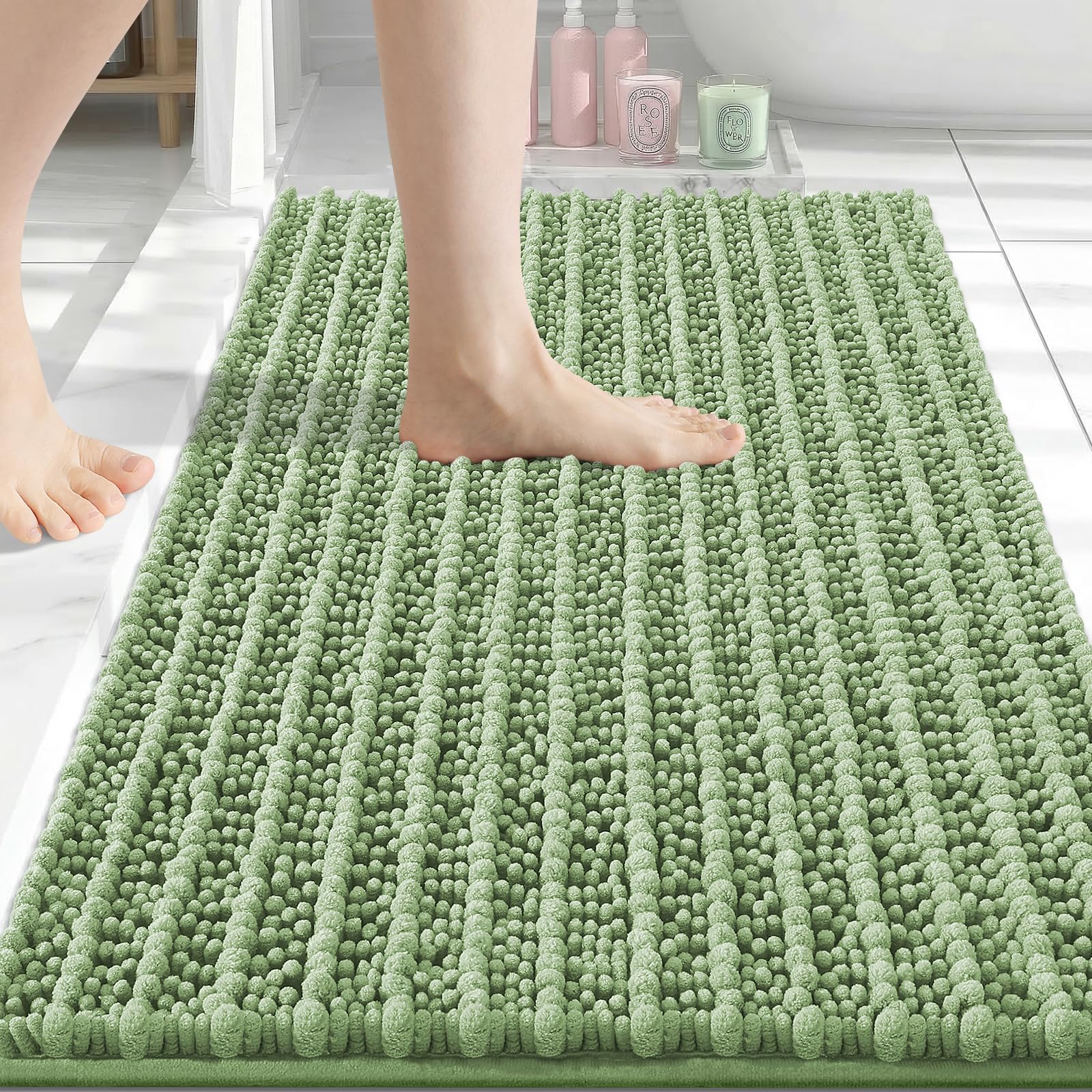 Arotive Bathroom Rugs Mat 34x21, Soft Absorbent Chenille Shaggy Bath Mat