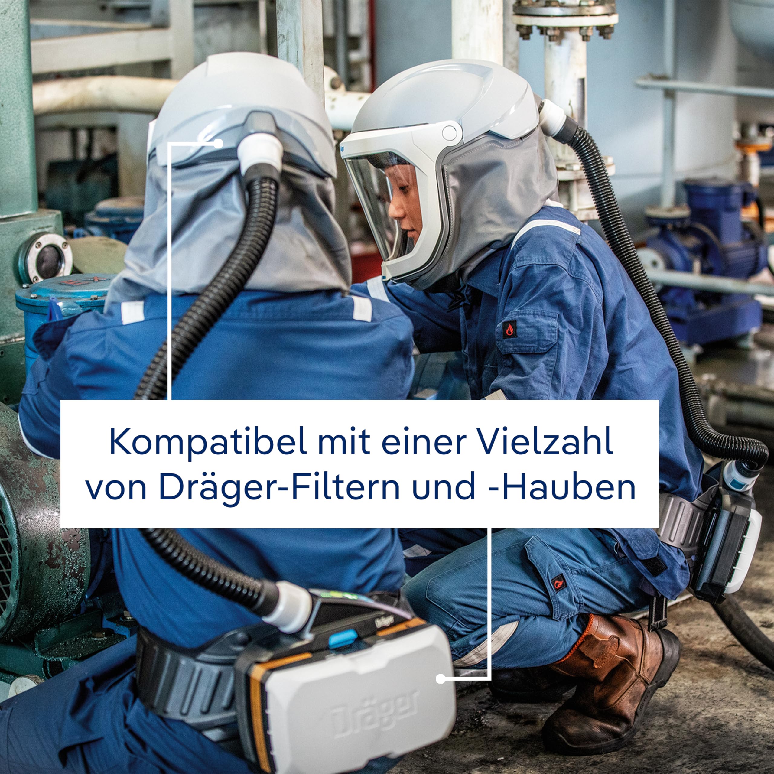 Dräger X-plore 8500 Atemschutz-Set - Größe L/XL - PAPR - NIOSH-geprüft | Hochleistungs-Lithium-Ionen-Akku - flexibler Atemschlauch - ohne Filter