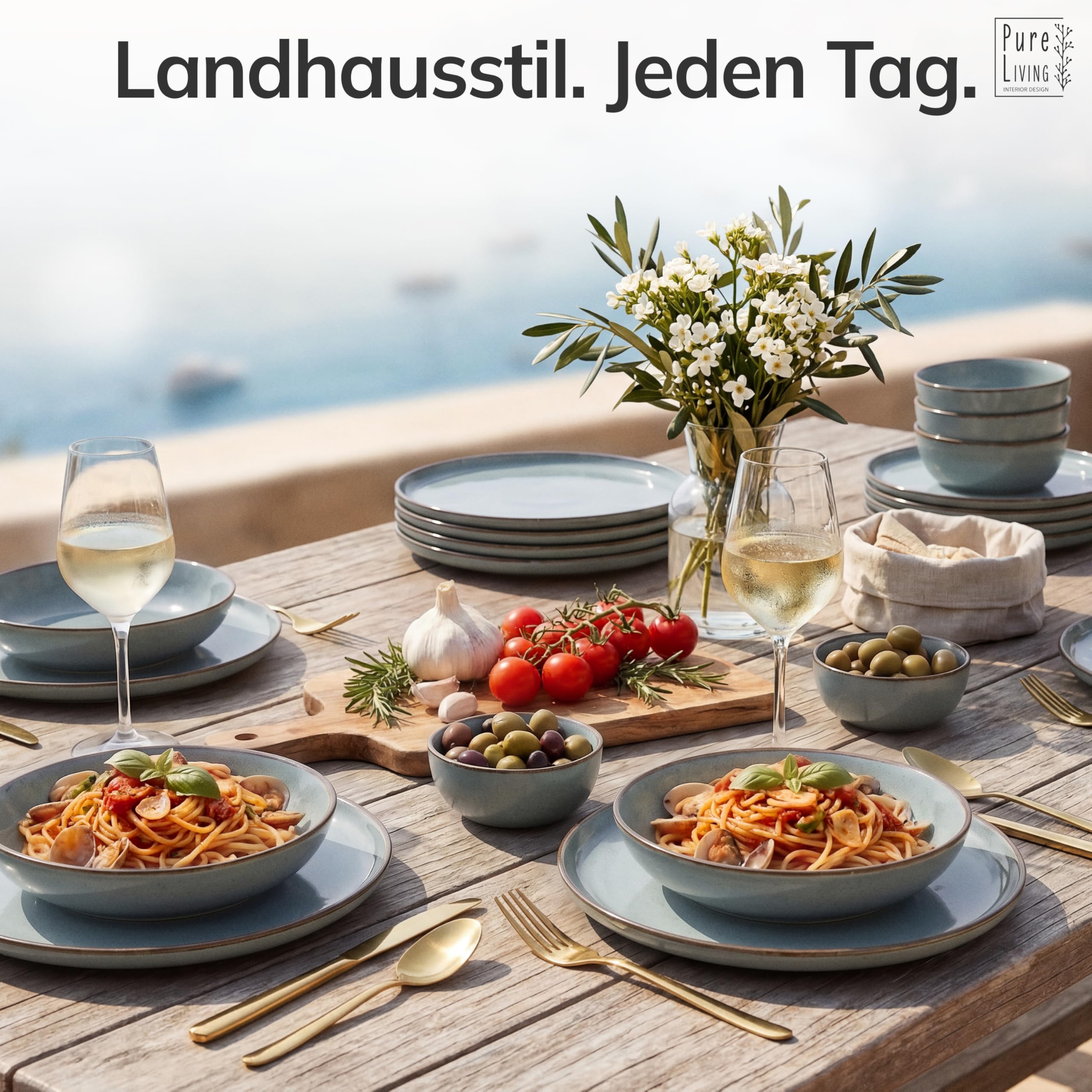 Steingut Müslischalen 6 Personen Rustic TESTSIEGER, Hochwertiges Landhaussttil Steingut Müsli Schüssel Set, Kleine Schüssel, Müslischale