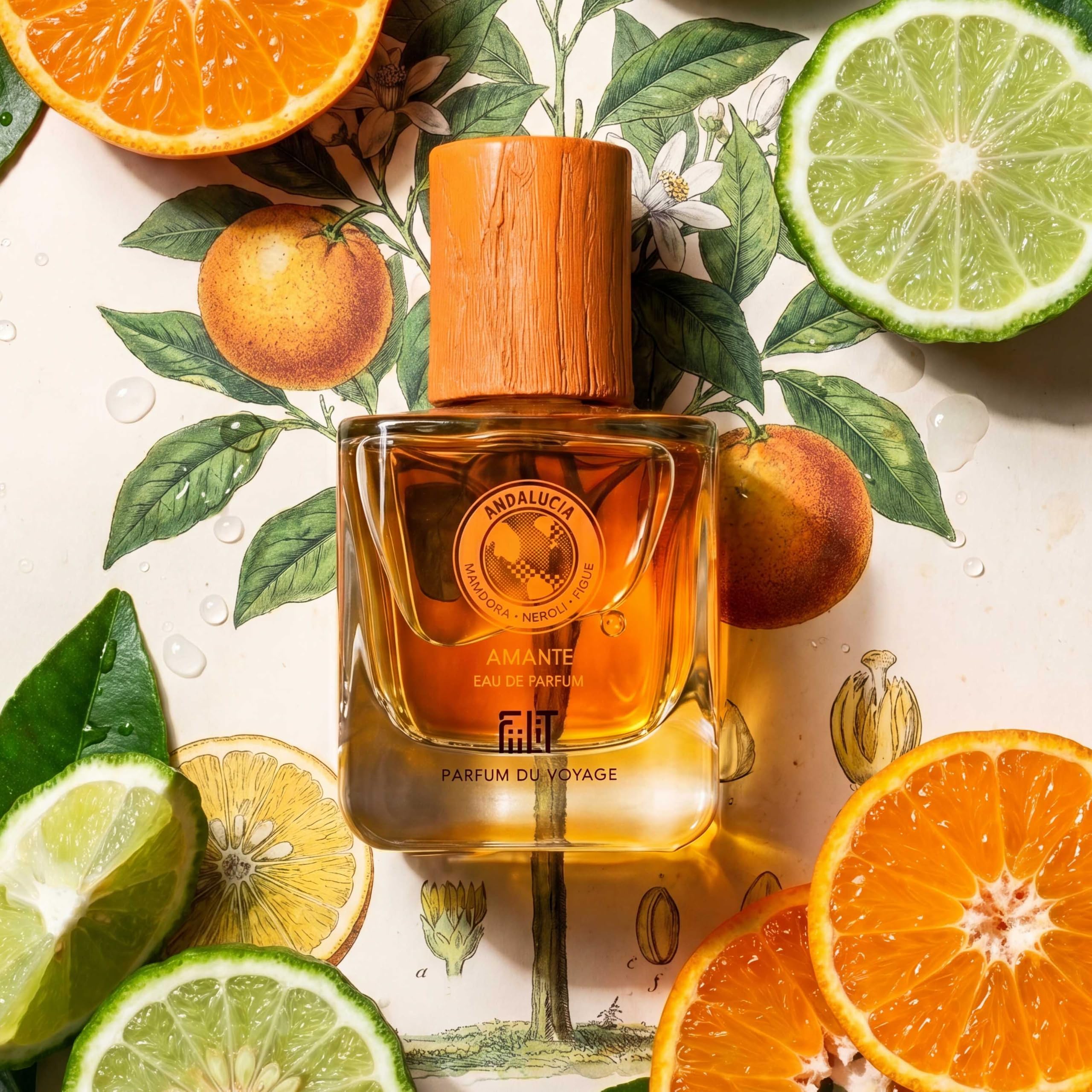 Naturalna woda perfumowana ANDALUCIA 50 ml - FiiLiT perfumy podróżne - mieszane - dla kobiet i mężczyzn - Spray do wielokrotnego napełniania - Fajna Mandora Neroli Figi
