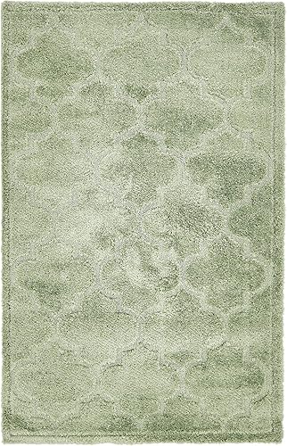 Unique Loom Trellis Shag Collection - Alfombra de felpa geométrica, moderna, marroquí, celosía, verde (5 pies x 8 pies)