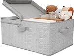 GRANNY SAYS Fabric Storage Bins with Lids, Large Storage Box with Lid, Clothes Boxes for Shelves, Lidded Closet Storage Bins Organizers for Wardrobe Organizing, White Brown, 2-Pack