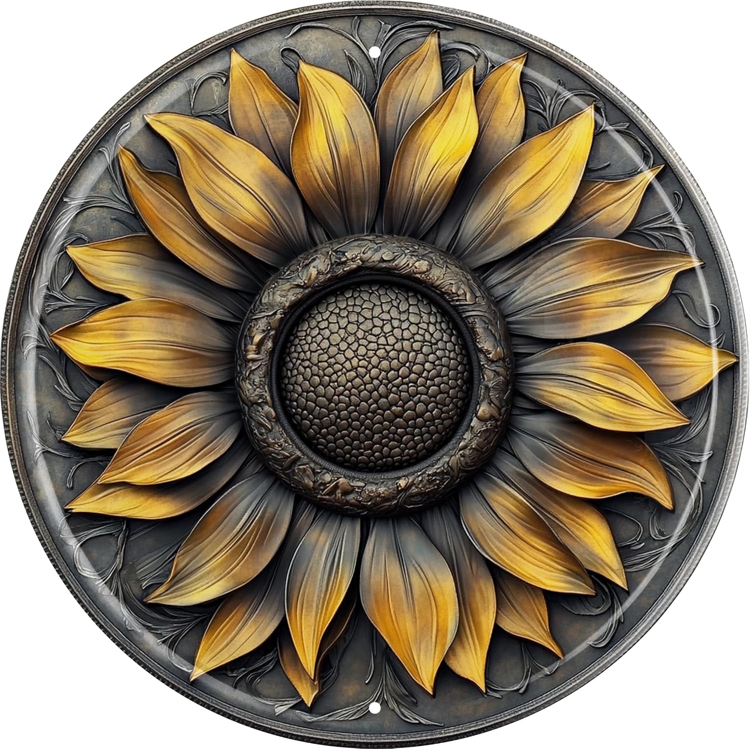 Vintage Round Tin Sunflower Sign Retro Metal Sign Suitable For Home Street Shop Garage Bar Farm Garden - Multi-Purpose For Indoor/Outdoor Use Plaque 8x8 Inch