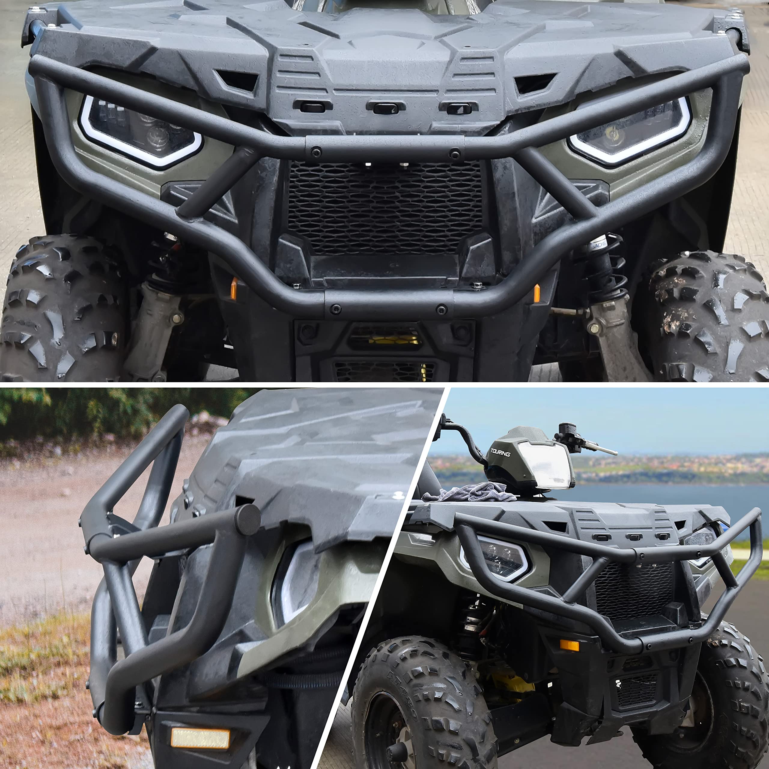 SAUTVS Brosse de protection pour pare-chocs avant Polaris Sportsman 450 570 14-20, en acier robuste pour Polaris Sportsman 450 570 Touring ETX 2014-2020 Accessoires, remplace OEM # 2879714