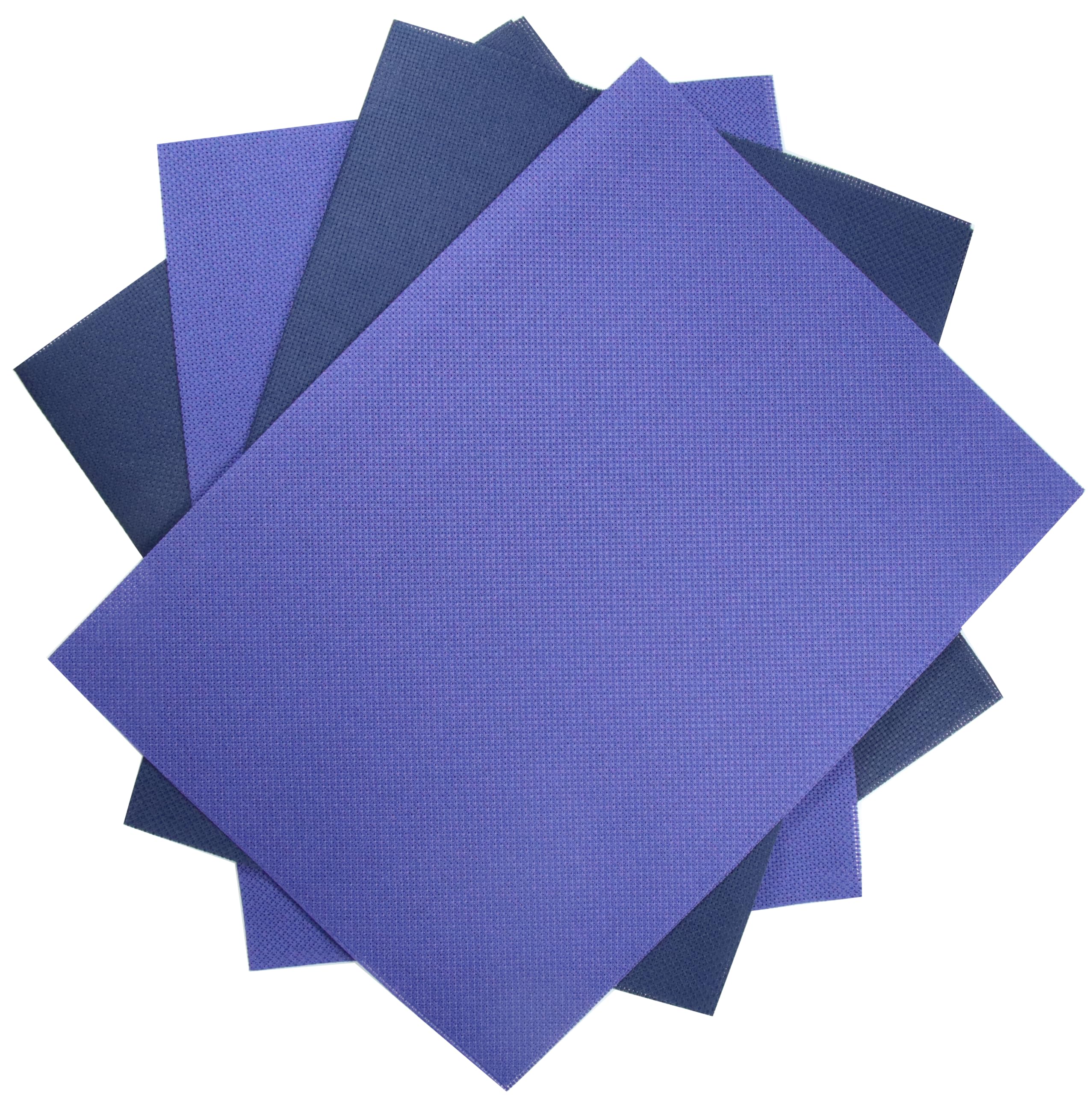KCS 4/6 pc of 12" x 18"(30cmx45cm) 16 Count Cotton Aida Cloth Cross Stitch Fabric (4 pc, Royal Blue+Navy Blue)