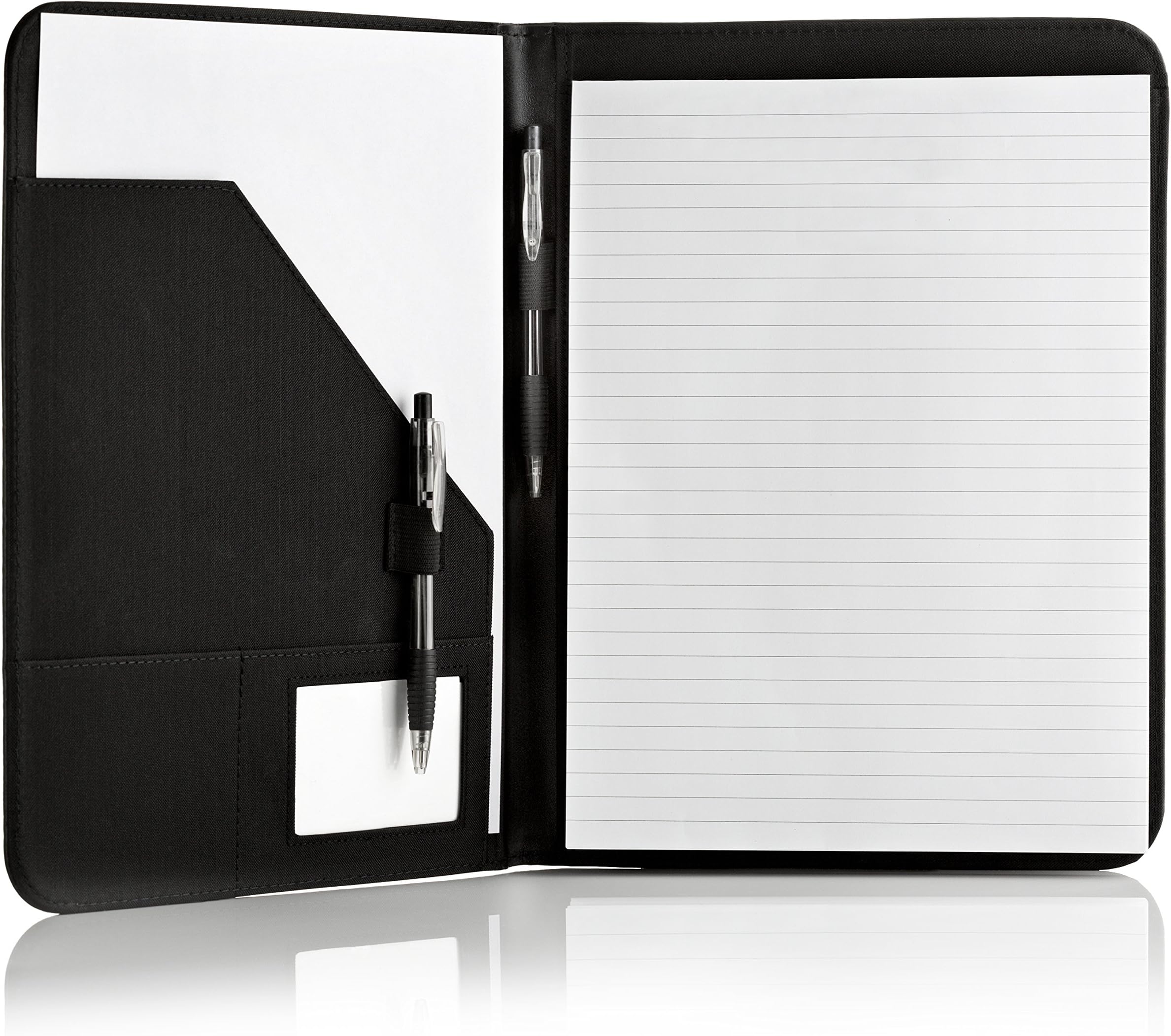 Notebook Portfolio Organiser A4 Conference Folder - Matte Black Leather Notebook Look - PVC Material - Work Notebook Includes 20 Lined Pages of Thick Paper - Organise CV, Resume and Notes for Meetings