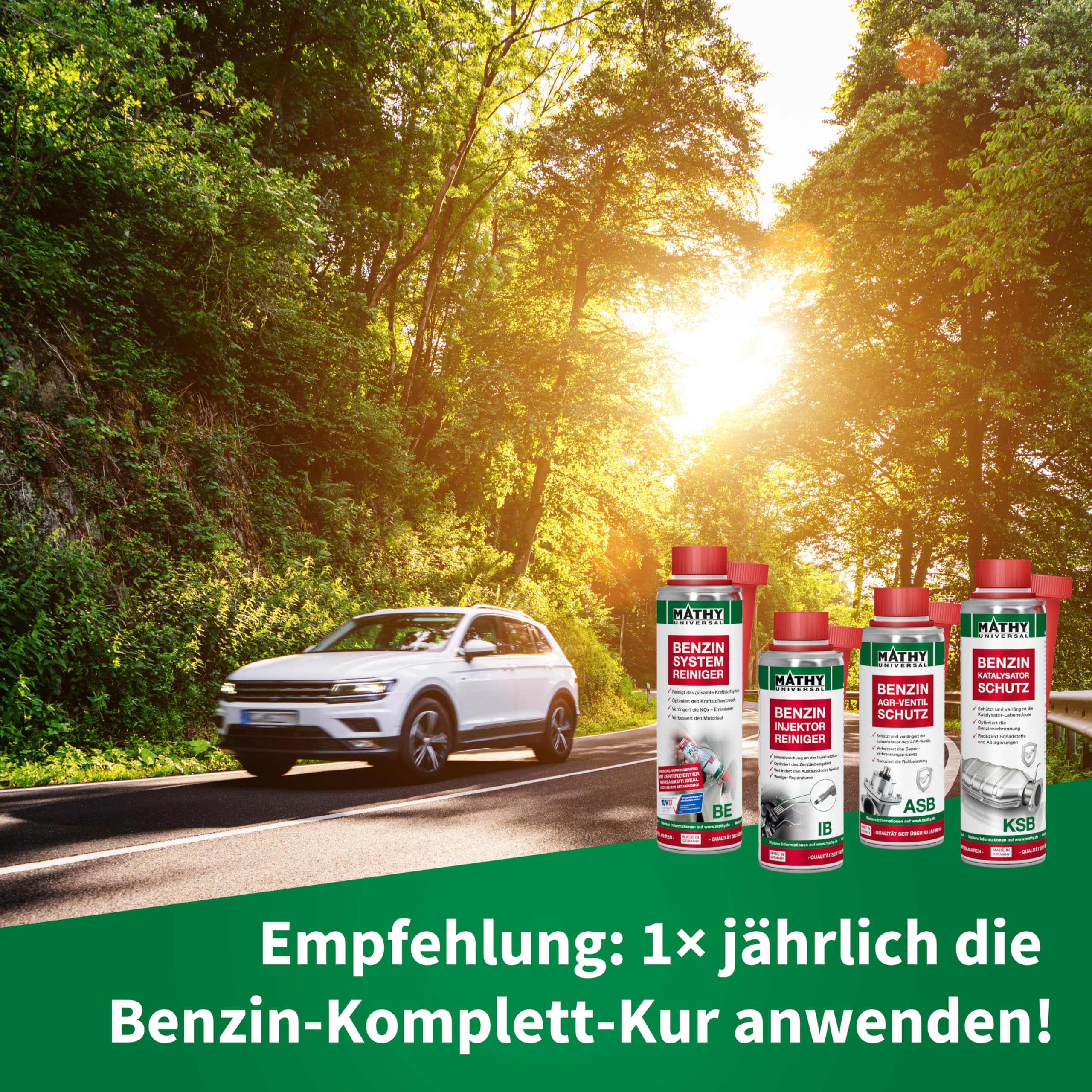 MATHY-KSB Katalysator-Schutz Benzin, 2 x 250ml, Benziner Kraftstoffadditiv | Hochwirksames Additiv reduziert Ablagerungen & Schadstoffe, Benzinadditiv schützt Kat & Lambdasonde, Für saubere Verbrennung