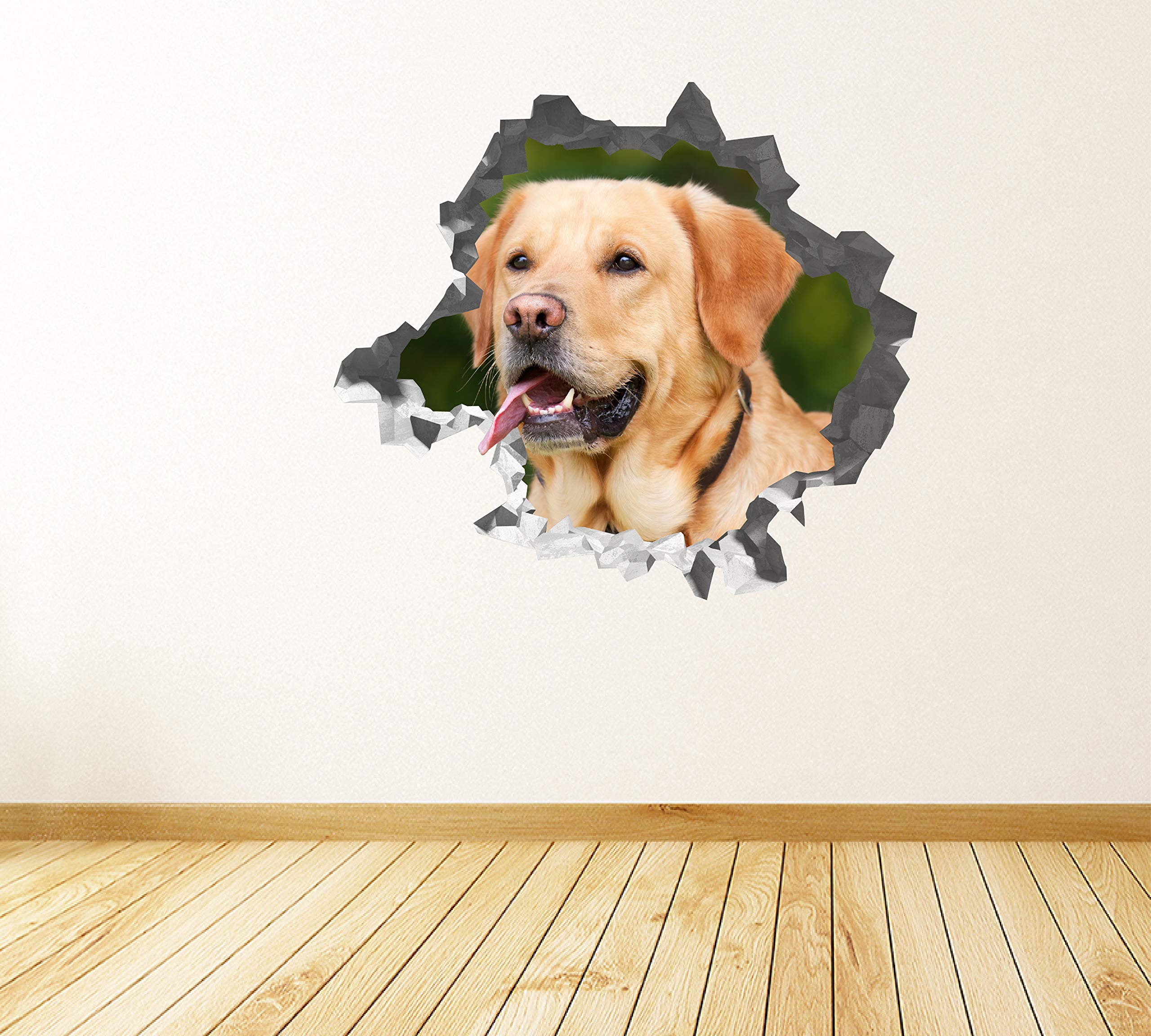 Perro Labrador Amarillo Pegatina - Calcomania Animales - Decoración de Cuartos Niños - Sticker de Cachorro - Decoración Infantil - JS358 (Gigante: 127 cm x 117 cm)