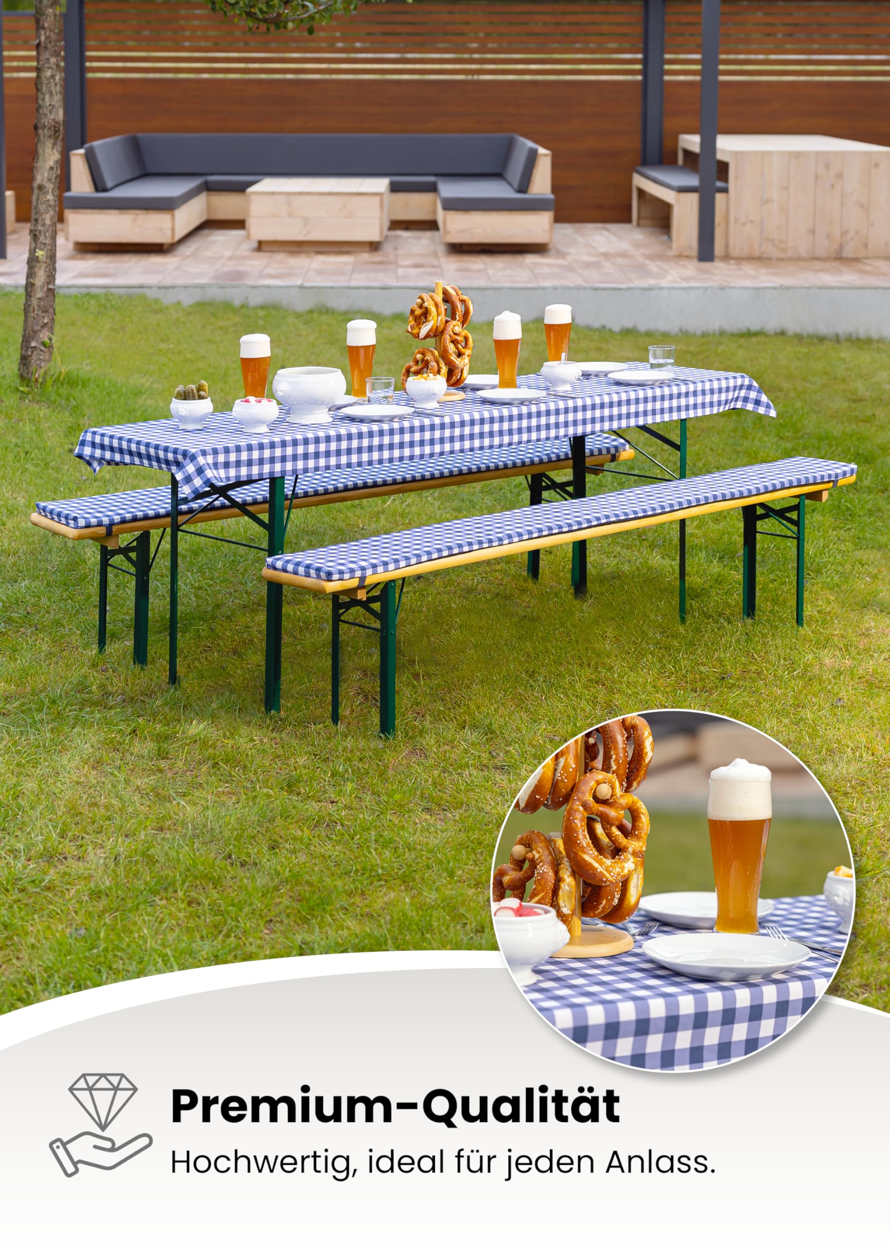 Set Annabelle Gräfenstayn 50cm 70cm Set Imbottiture Gräfenstayn Annabelle - Per Mobili Da Birreria Con 3 Cuscini Tovaglia Panche Giardino