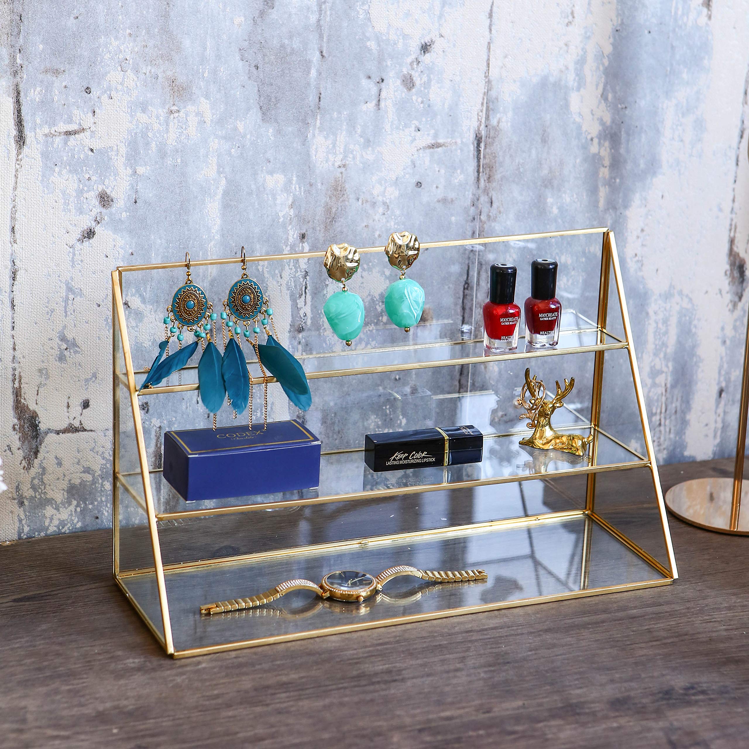 Stapelbare Glas-Schubladen Für Make-up – 3-teiliges Set Mit Pinselhalter, Echtes Glas, Organizer Für Kosmetik & Schmuck