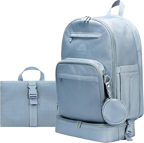 uninni Mochila grande para pañales para mamás y papásBolsa de pañales para bebés con cambiador portátil, estuche de chupete extraíble - Negro,