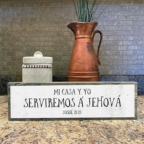 Miniatura 5 de Mi Casa Y Yo Serviremos A Jehová Versículo de la Biblia en Español mensajes cristianos para decorar - Letrero de metal y madera